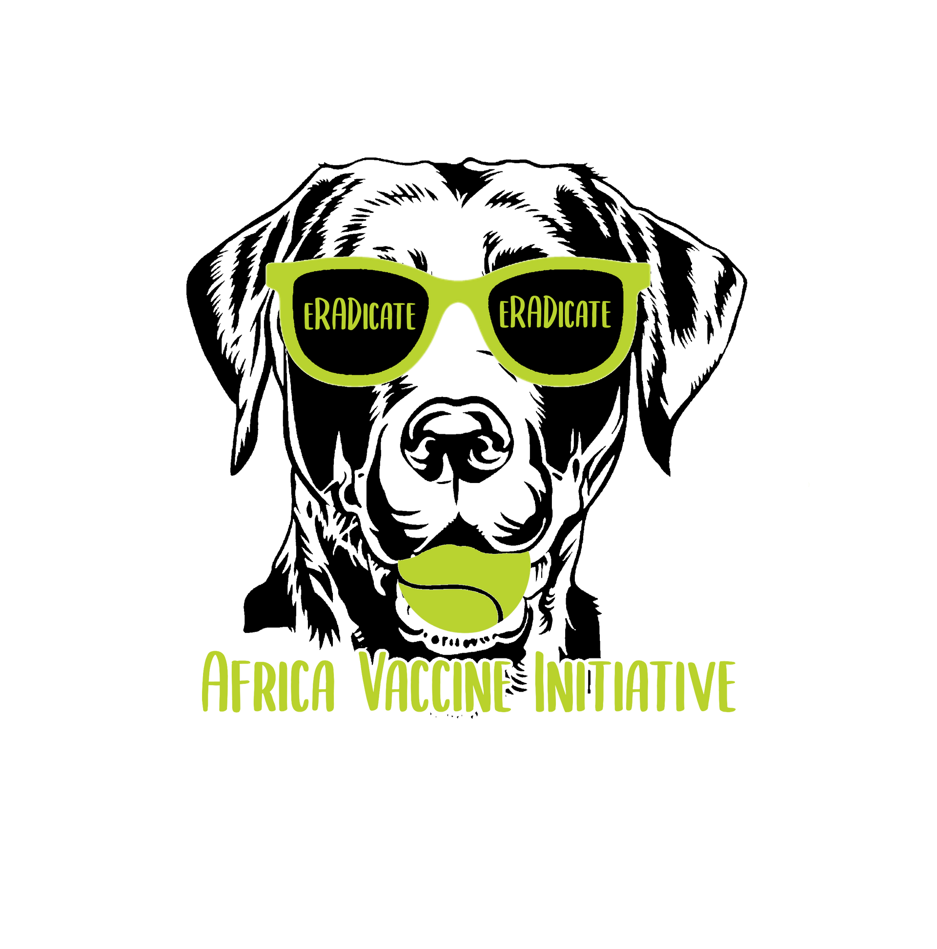 a dog wearing sunglasses has a tennis ball in its mouth and says rallying to save lives