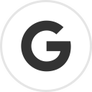 The letter g is in a circle on a white background.