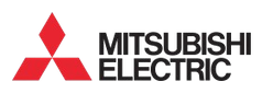 Mitsubishi Electric logo with red triangular emblem and black wordmark on a white background