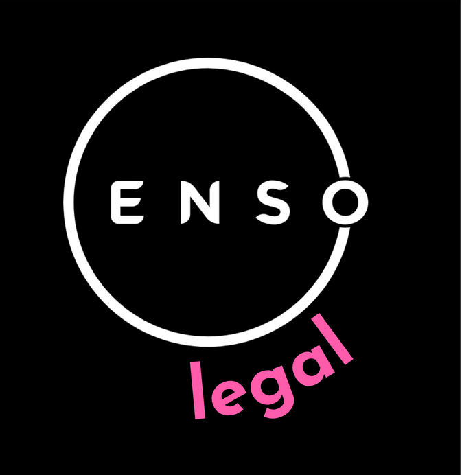 The enso legal logo is on a black background.