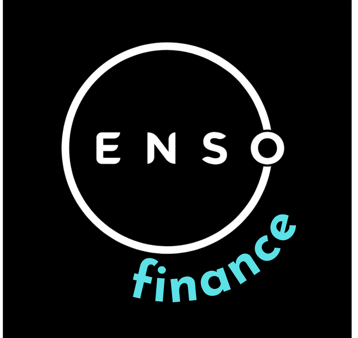 The enso finance logo is on a black background.