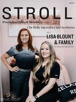 Magazine cover featuring two women in scrubs: Lisa Blount and family.