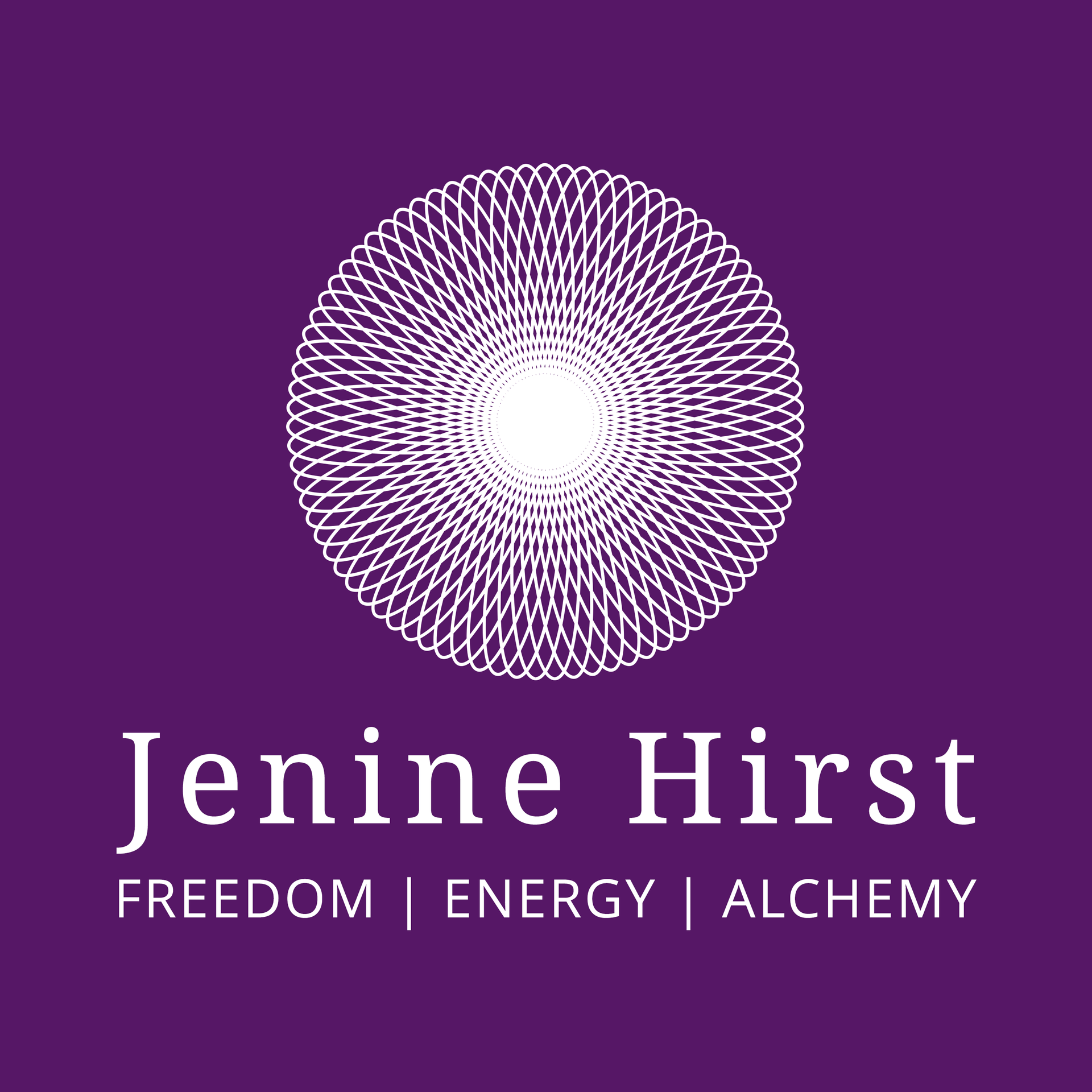 A logo for jenine hirst freedom energy alchemy