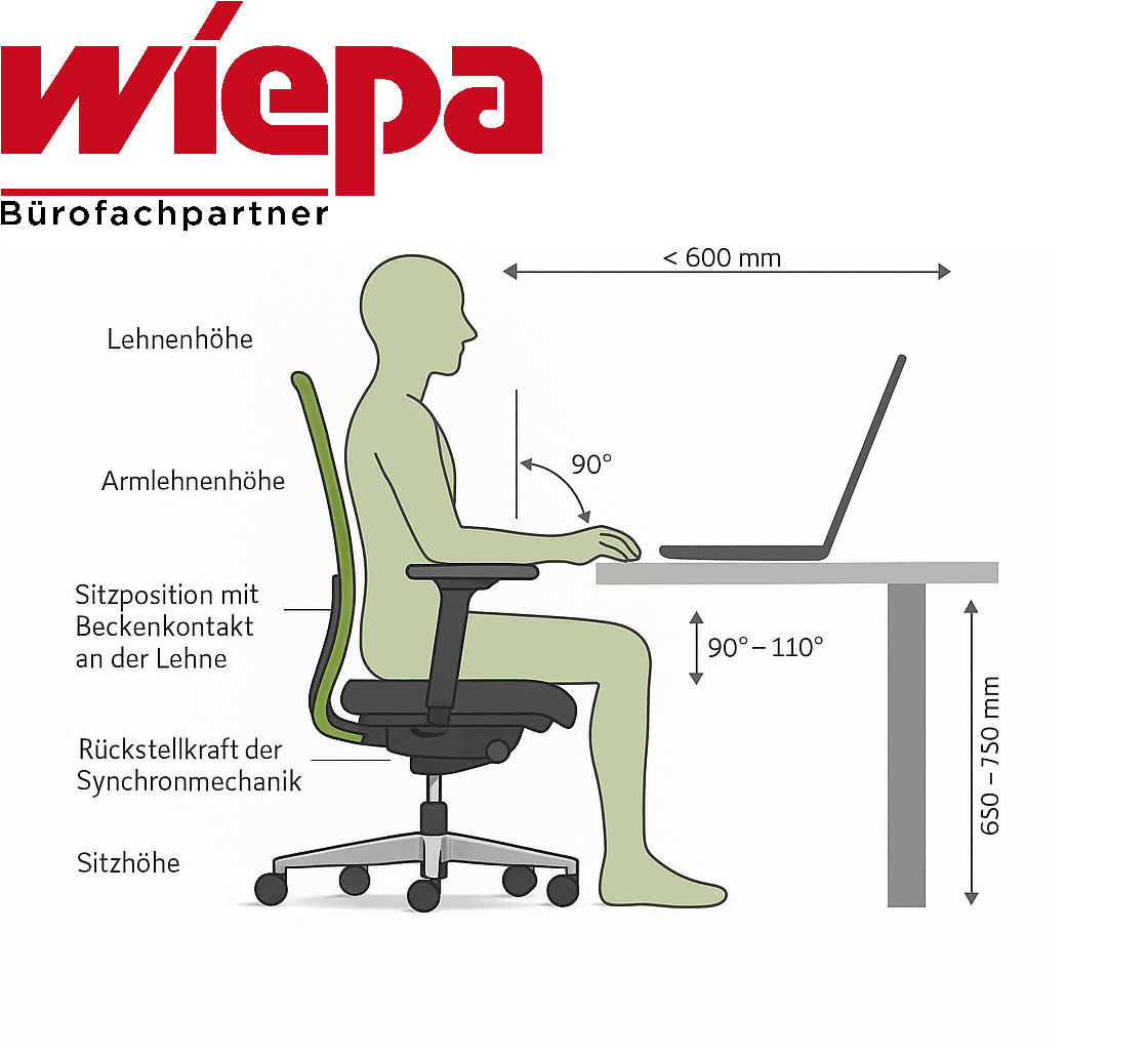 Ergonomisch und Gesund sitzen eine bildliche anleitung