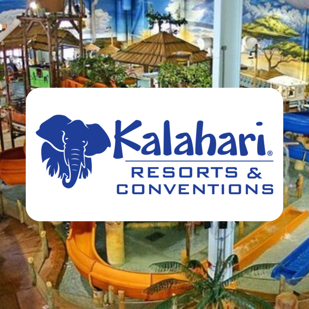 A logo for kalahari resorts and conventions with an elephant on it