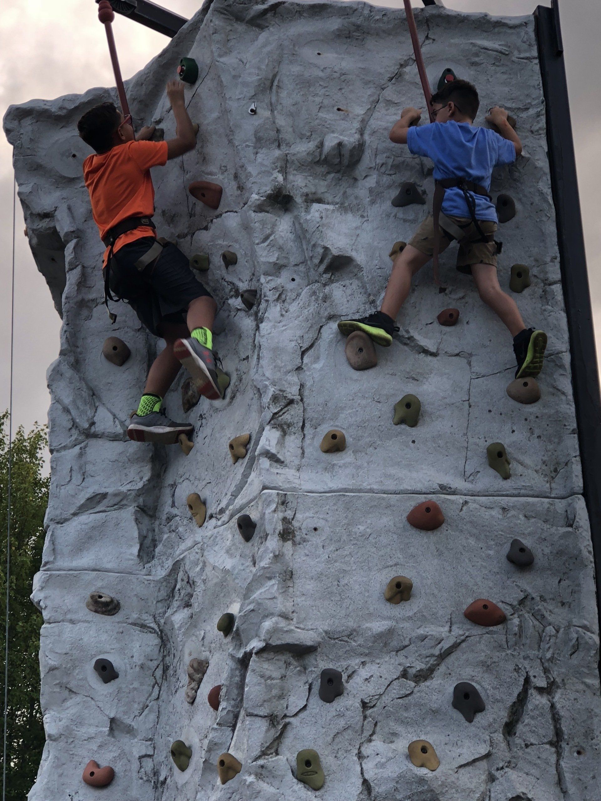 Boys On the Top Of the Rock Wall — Chicopee, MA — Cliffhangers Portable Rock Climbing Wall