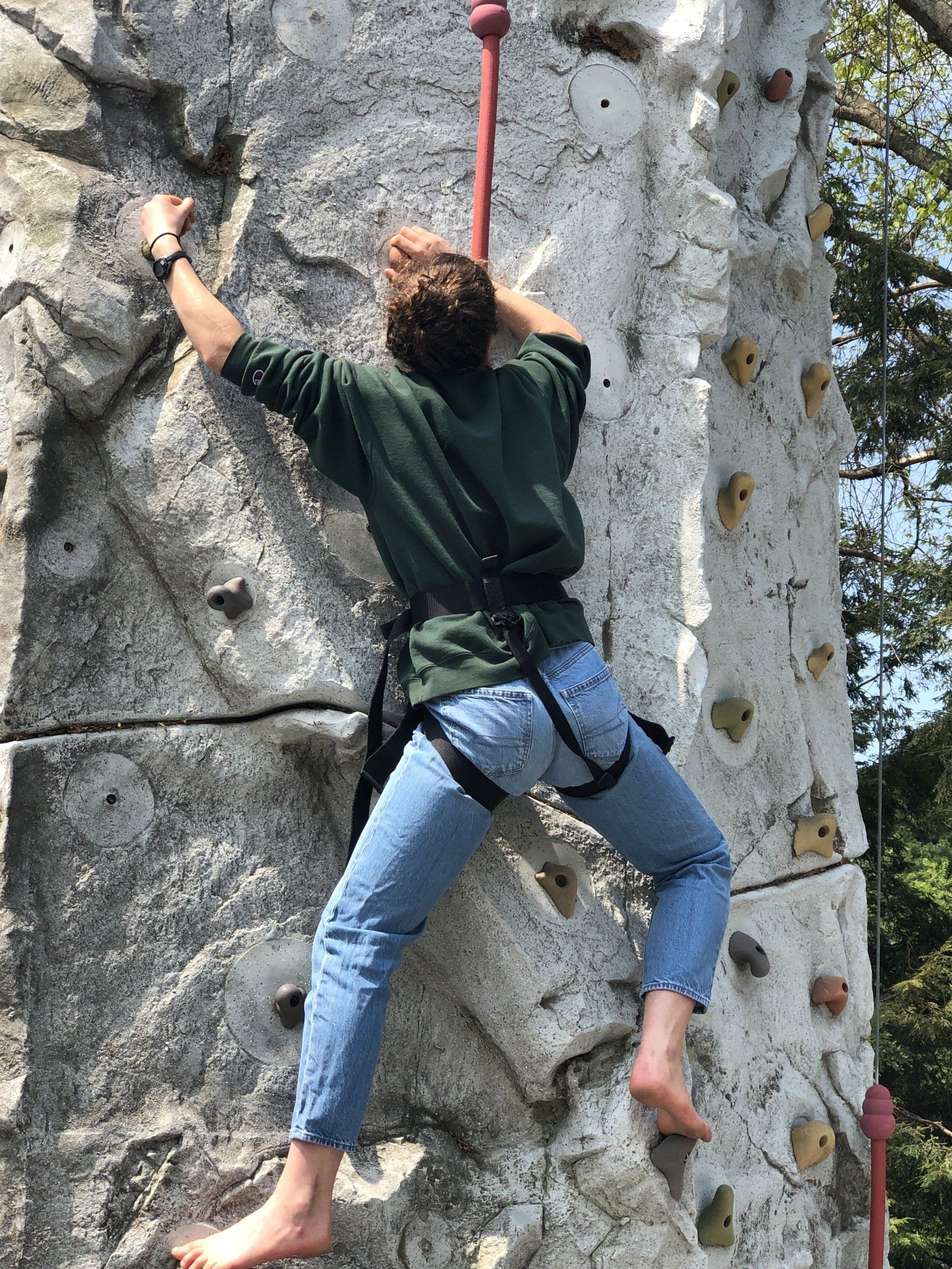 Woman And The Portable Rock Wall Climbing — Chicopee, MA — Cliffhangers Portable Rock Climbing Wall