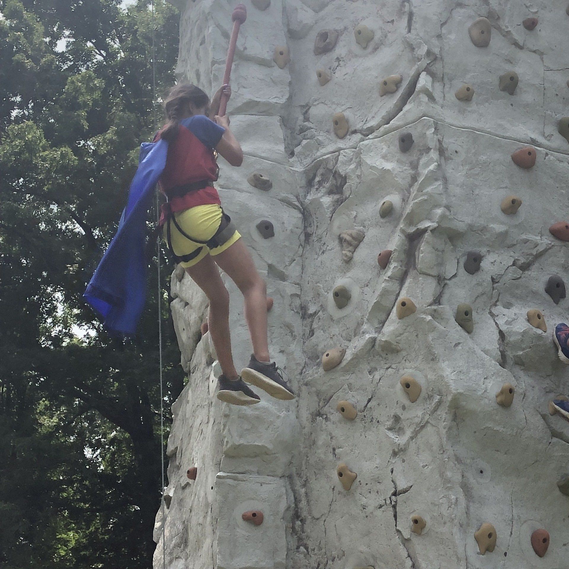 Girl Going Down After Reaching the Top — Chicopee, MA — Cliffhangers Portable Rock Climbing Wall
