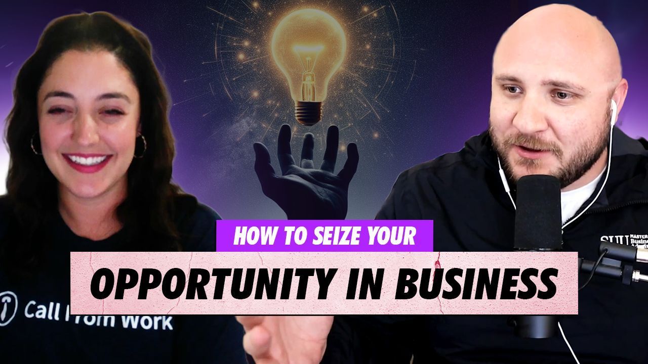 a man and a woman are talking about how to seize your opportunity in business