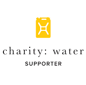 The logo for charity : water supporter is a yellow can with a cross on it.