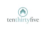 A logo for tenthirtyfive with a house in a circle.