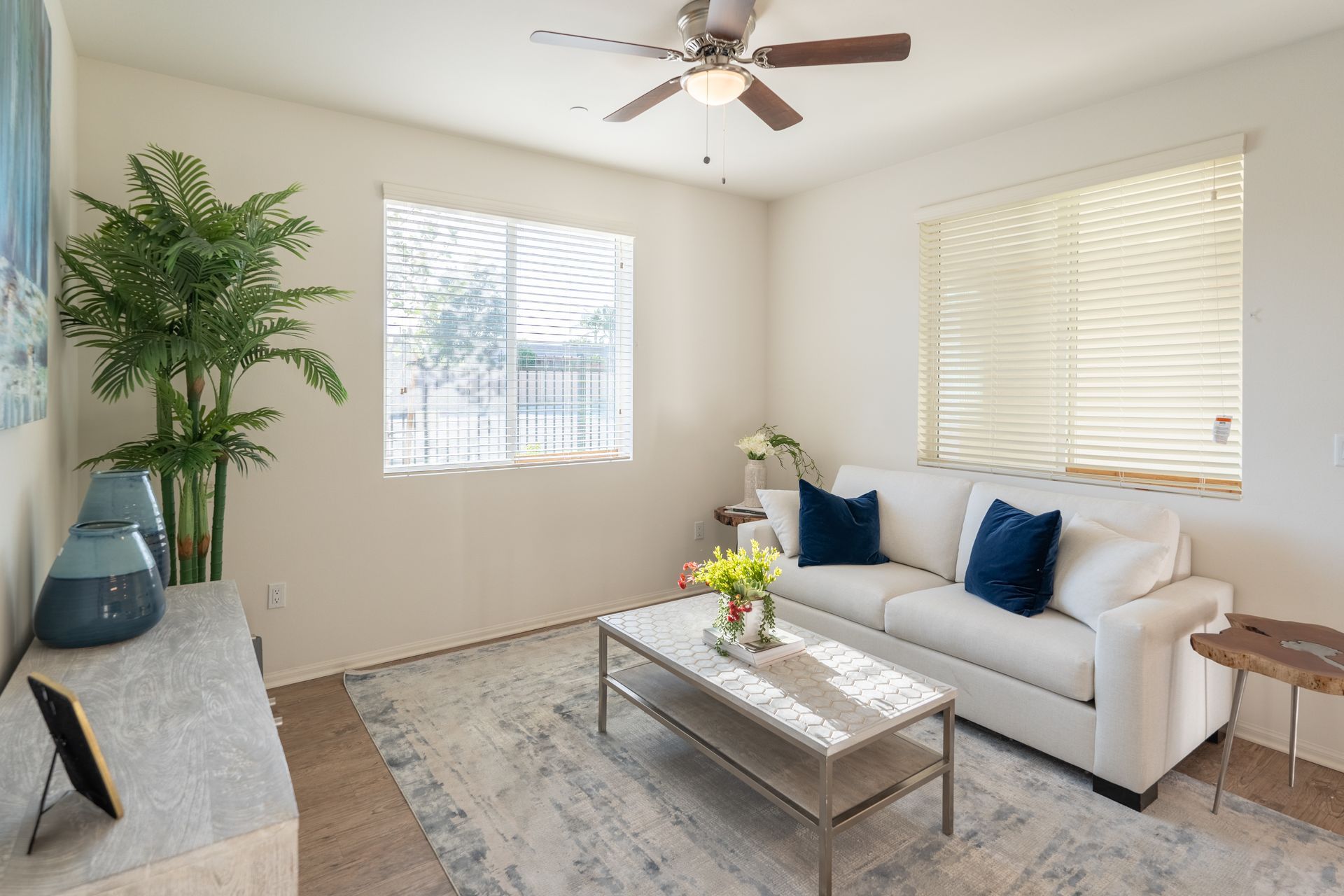 Living room with a couch with a window