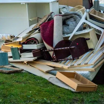 Household items sorted for disposal at the Green Island Transfer Station in Dunedin.