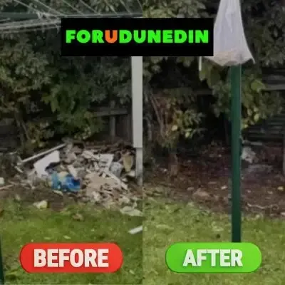 Before & After: Rubbish and debris removed from a garden in Kaikorai, Dunedin.