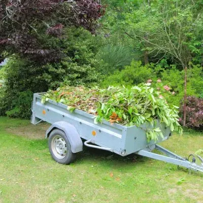 Trailer filled with sorted green waste ready for disposal at an approved facility in Dunedin.