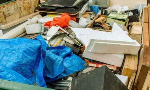 Household rubbish and mixed waste ready for removal in St Leonards, Dunedin.