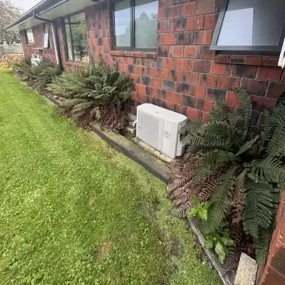 Before: Garden bed tidy up surronding generator.