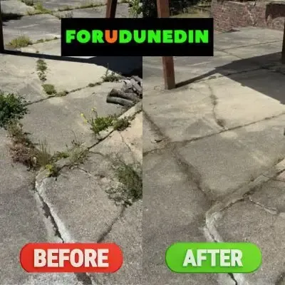 Before & After: Grass and weeds removed and sprayed for no-hassle access in Mosgiel, Dunedin.