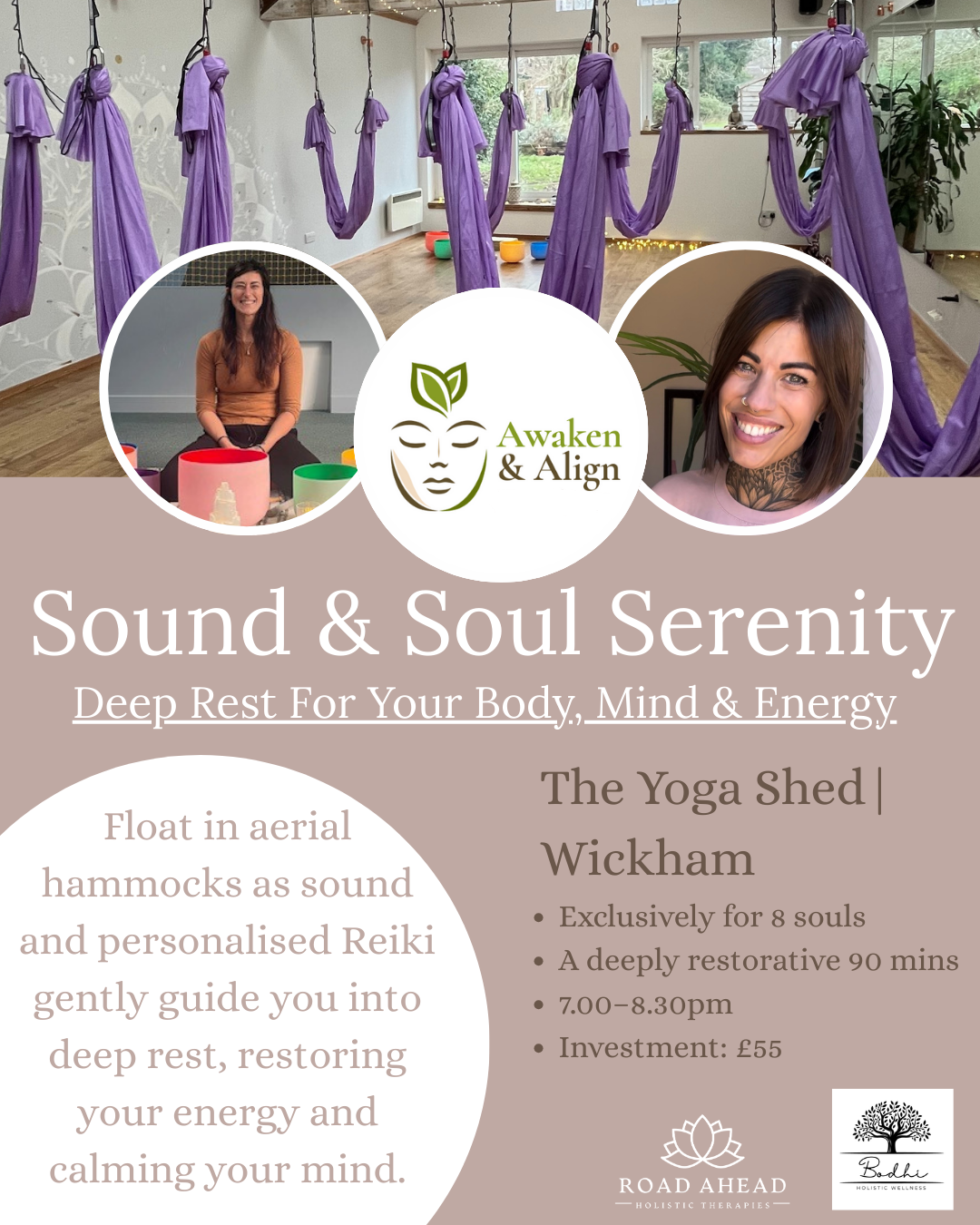 Awaken & Align Holistic Fair  at Woodley Village Hall, Romsey. Includes details, date, time, and potential vendors.