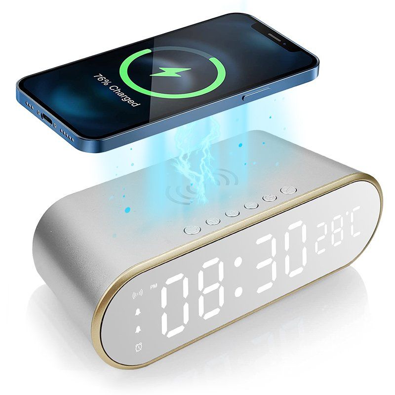 LED alarmclock with wireless charging station