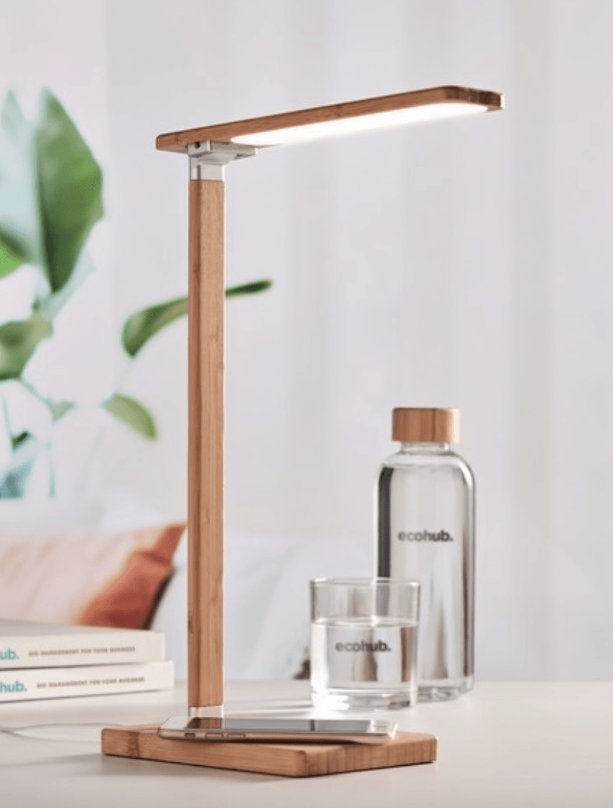 Foldable bamboo LED desk lamp