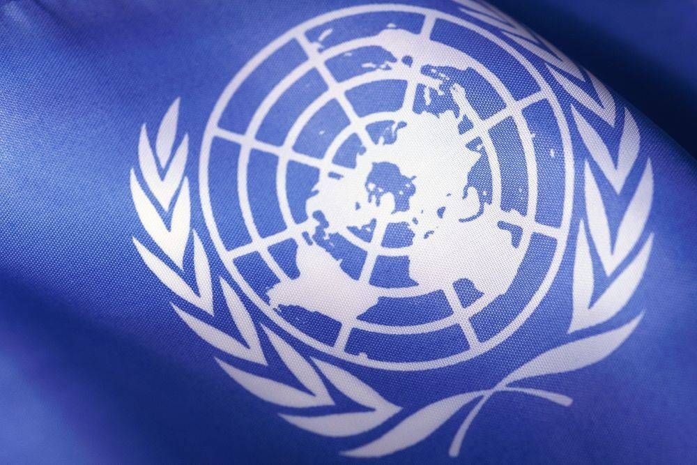 A close up of the united nations flag.