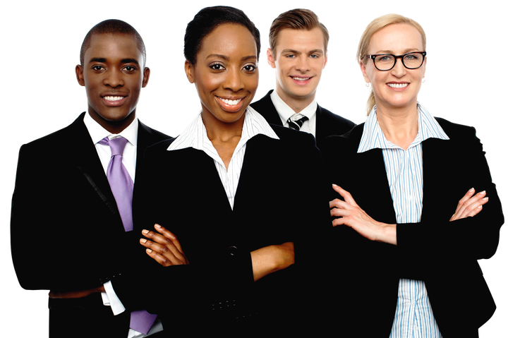 A group of business people standing next to each other with their arms crossed.