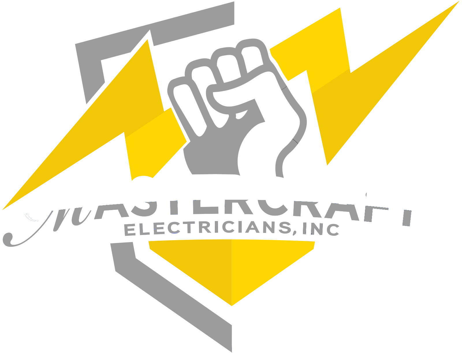 A blue and yellow logo for mastercraft electricians inc