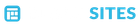 A blue logo with the word sites on it.
