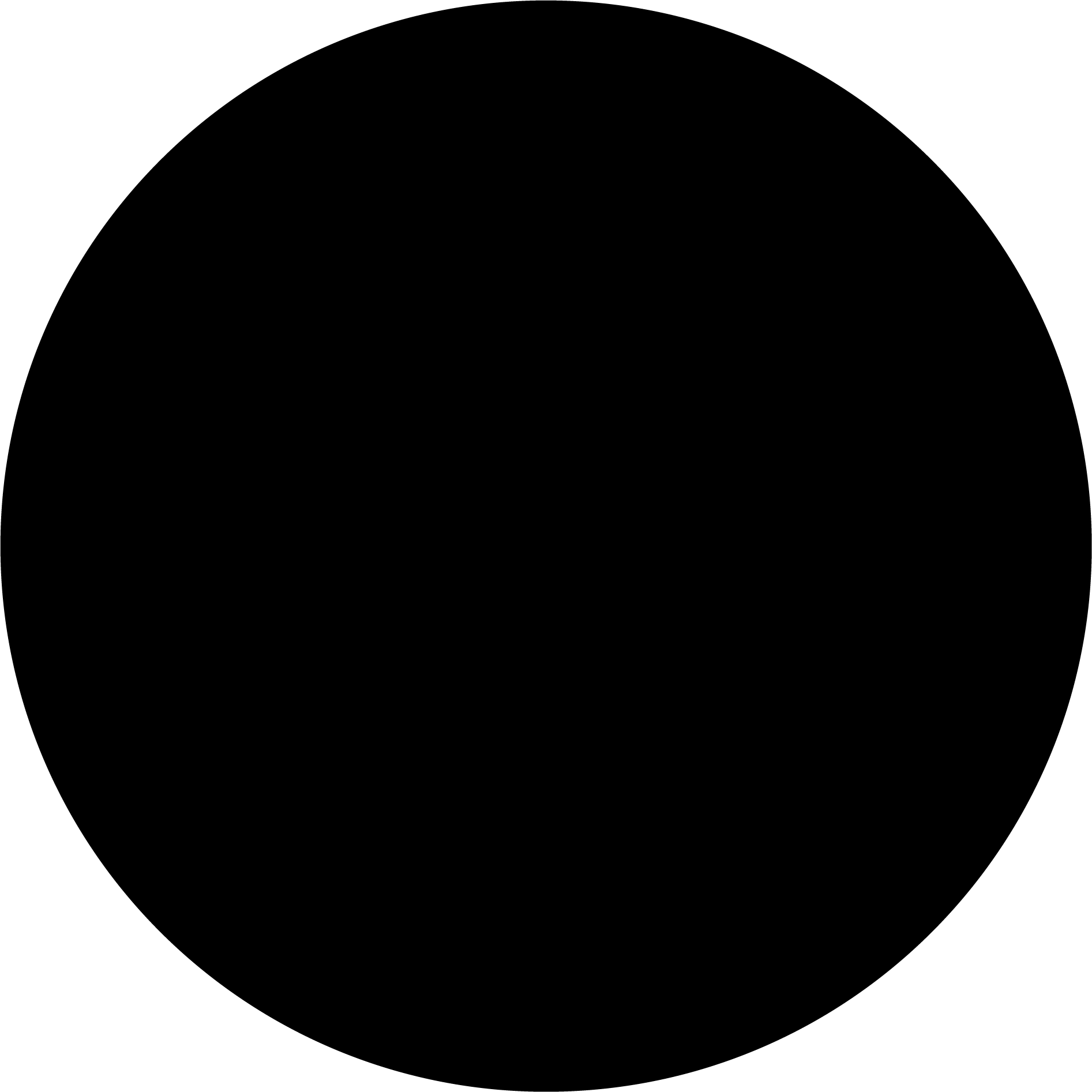 Black circle with four small marks at the cardinal directions.