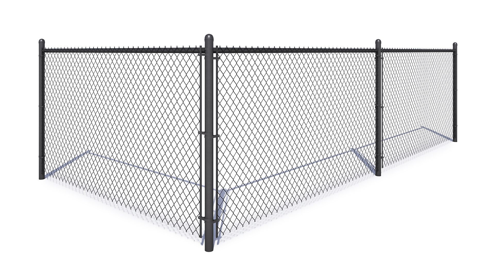 A 3d model of a metal fence on a white background.