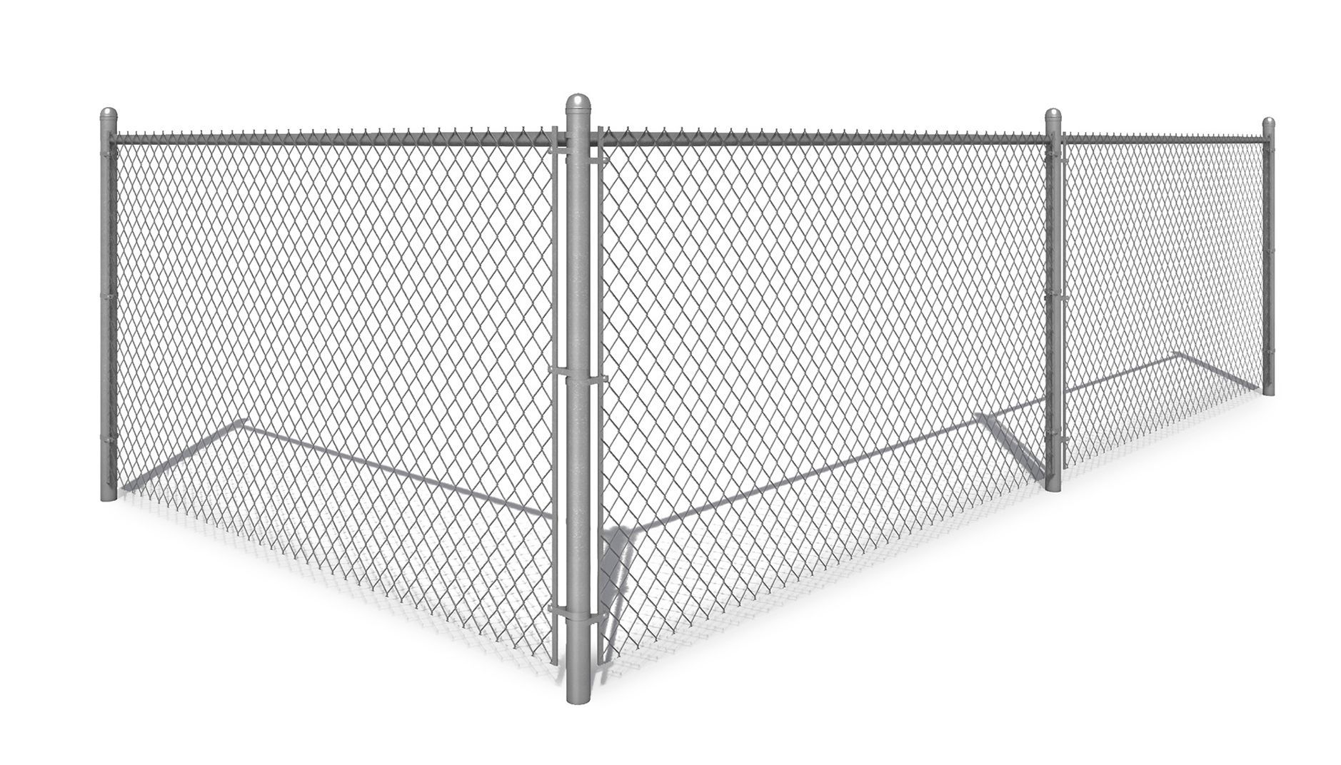 A 3d model of a metal fence on a white background.