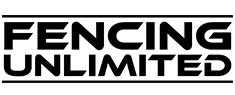 The Fencing Unlimited logo in black text, enclosed within a rectangular white frame.