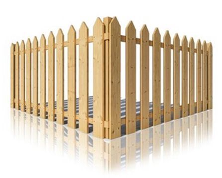 A wooden picket fence with a white background