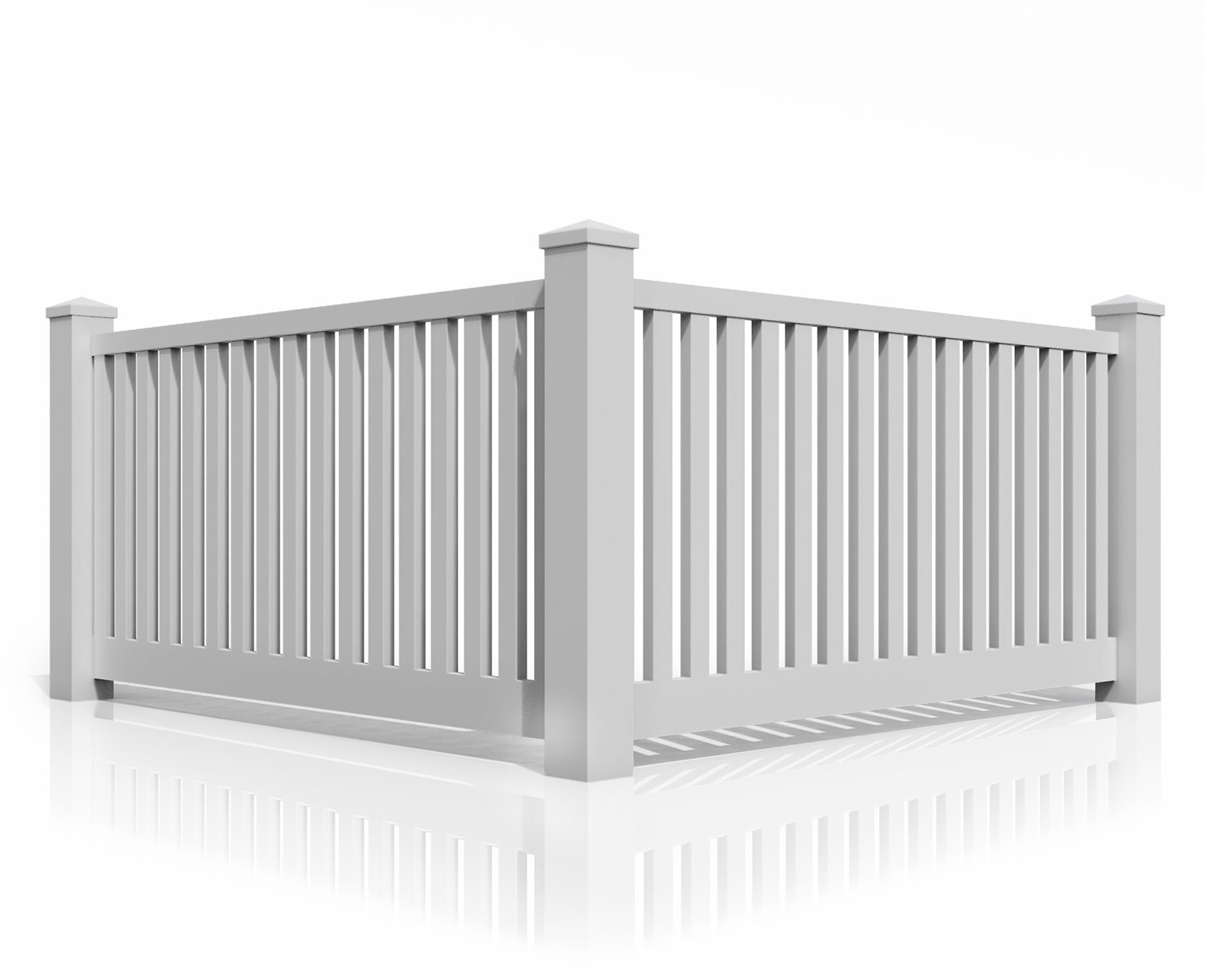 A 3d model of a white fence on a white background.