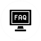 A computer monitor with the word faq on it.