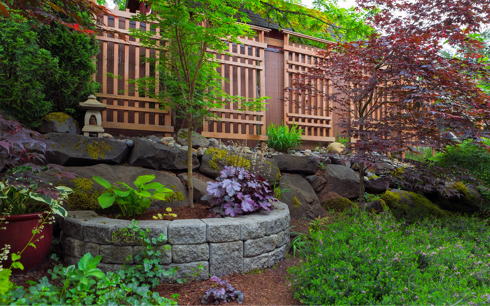 Retaining wall, garden, and fencing by Poor Boy 
