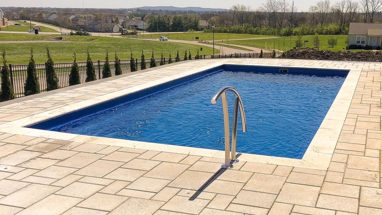 The Freedom Pool Layout with a custom rail for the stairs