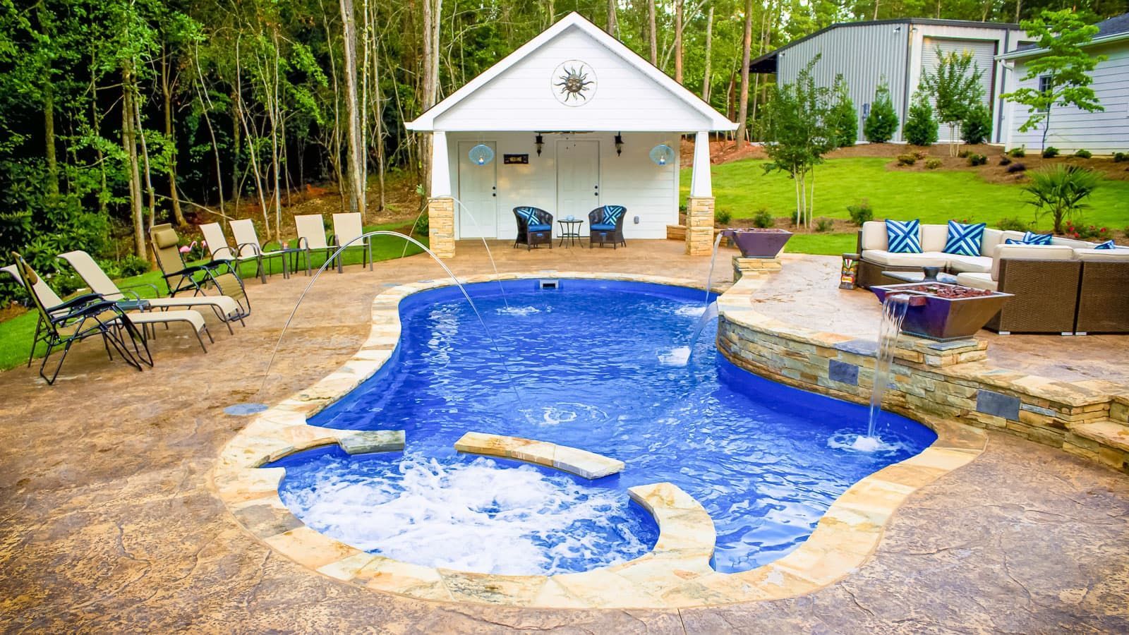 The Brilliant Pool Layout with Ocean Blue Pool Color