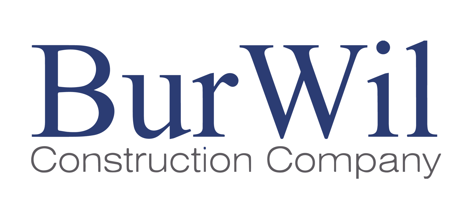 The bur wil construction company logo is blue and white on a white background.