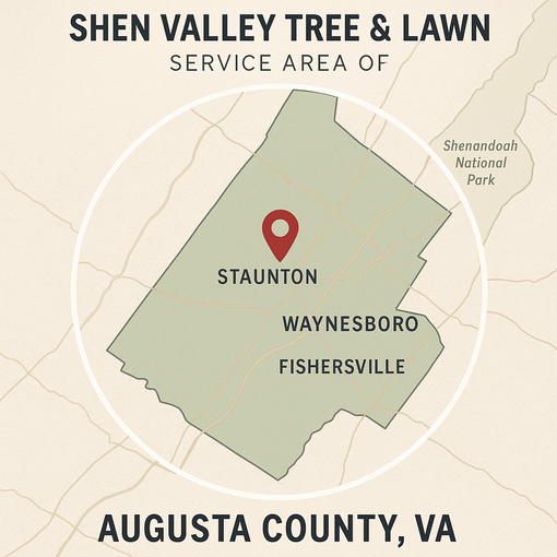 A map of shen valley tree and lawn service area of augusta county , va