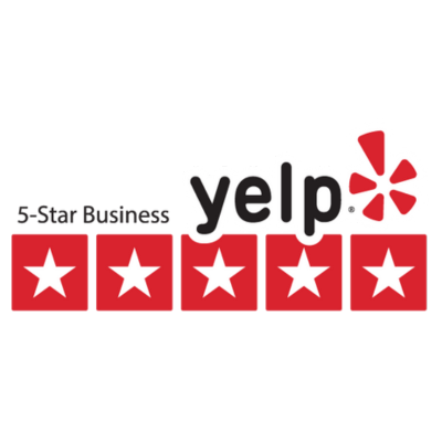A yelp logo that says 5 star business