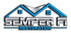A logo for a company called semper restoration