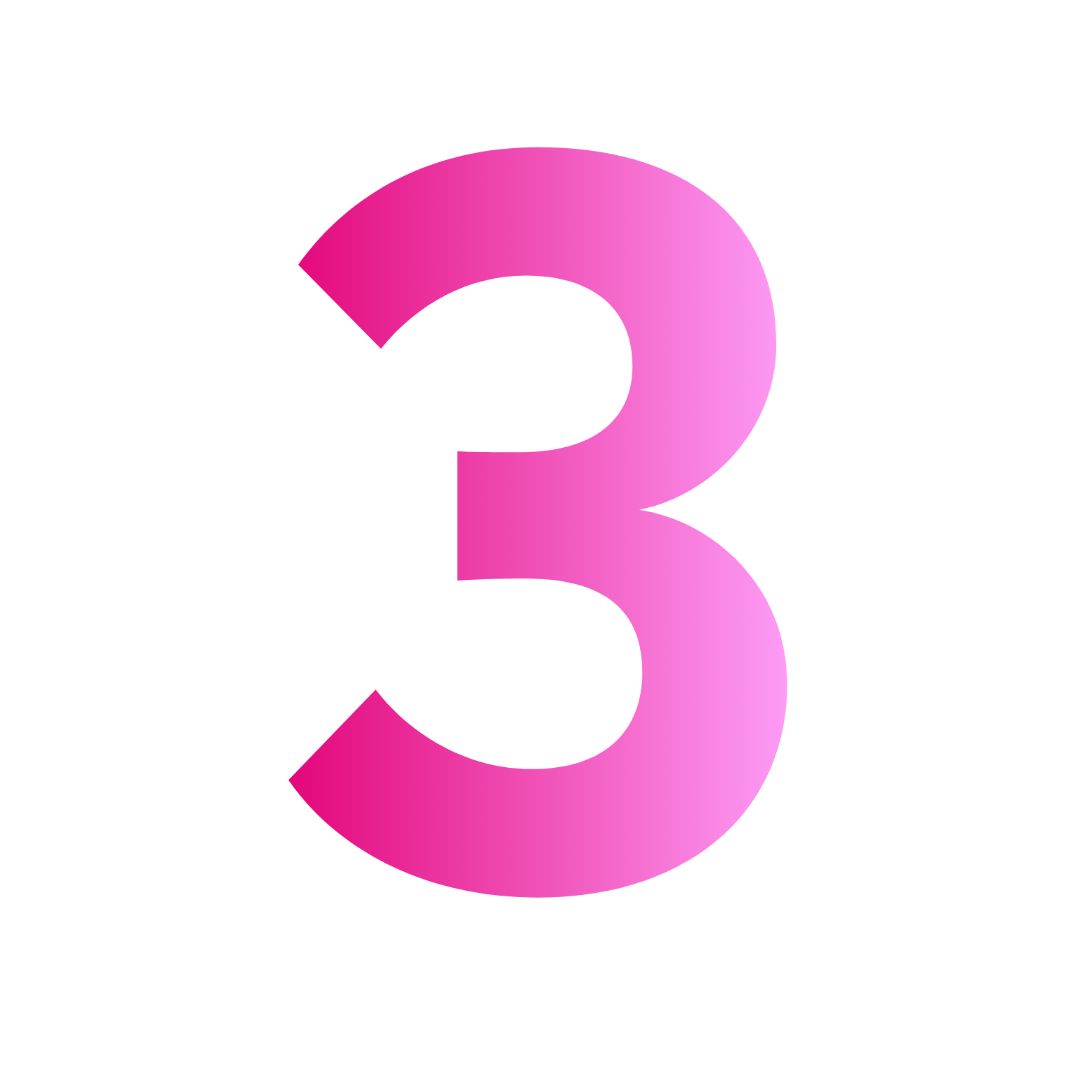 A gradient number 3, fading from light blue to yellow.