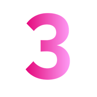 A gradient number 3, fading from light blue to yellow.