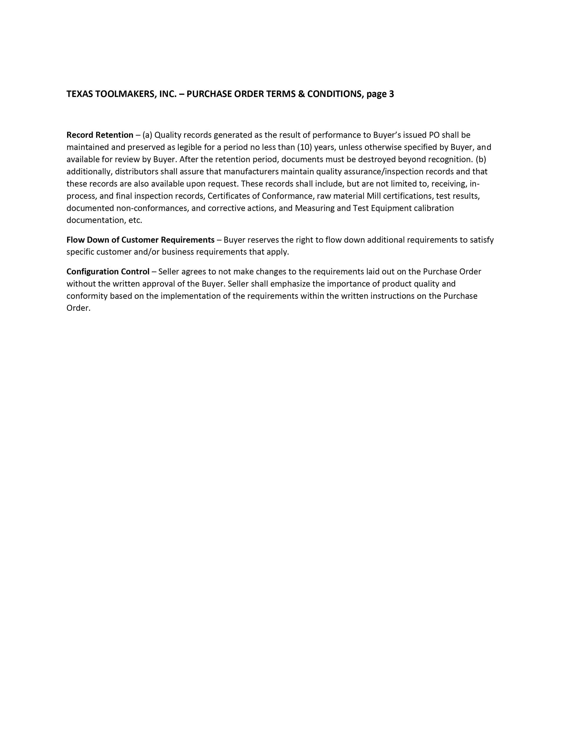 Terms and conditions Page Three