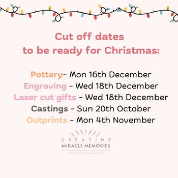 Our final completion dates for Christmas.