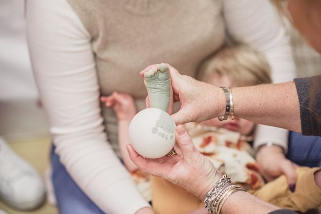 Christmas forever baubles featuring hand and footprints