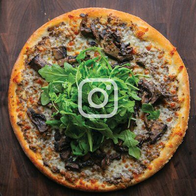 Pizza with Instagram logo white