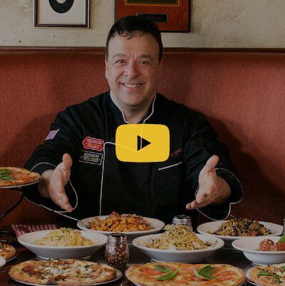 chef russo with youtube logo hover yellow